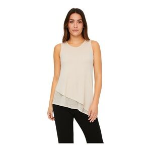 WHBM Rose Asymmetrical Double Layer Tank Top NWT Size S‎ Sleeveless Blouse